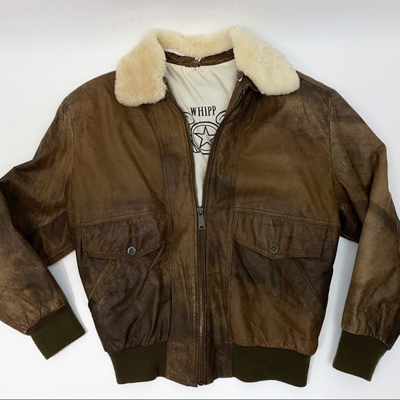 Vintage Jackets & Blazers - RARE Vintage 1980s Leather Aviator Bomber Jacket